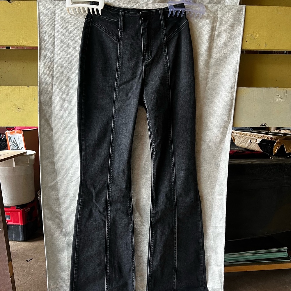 YMI Black Flare Leg Retro Style Jeans
